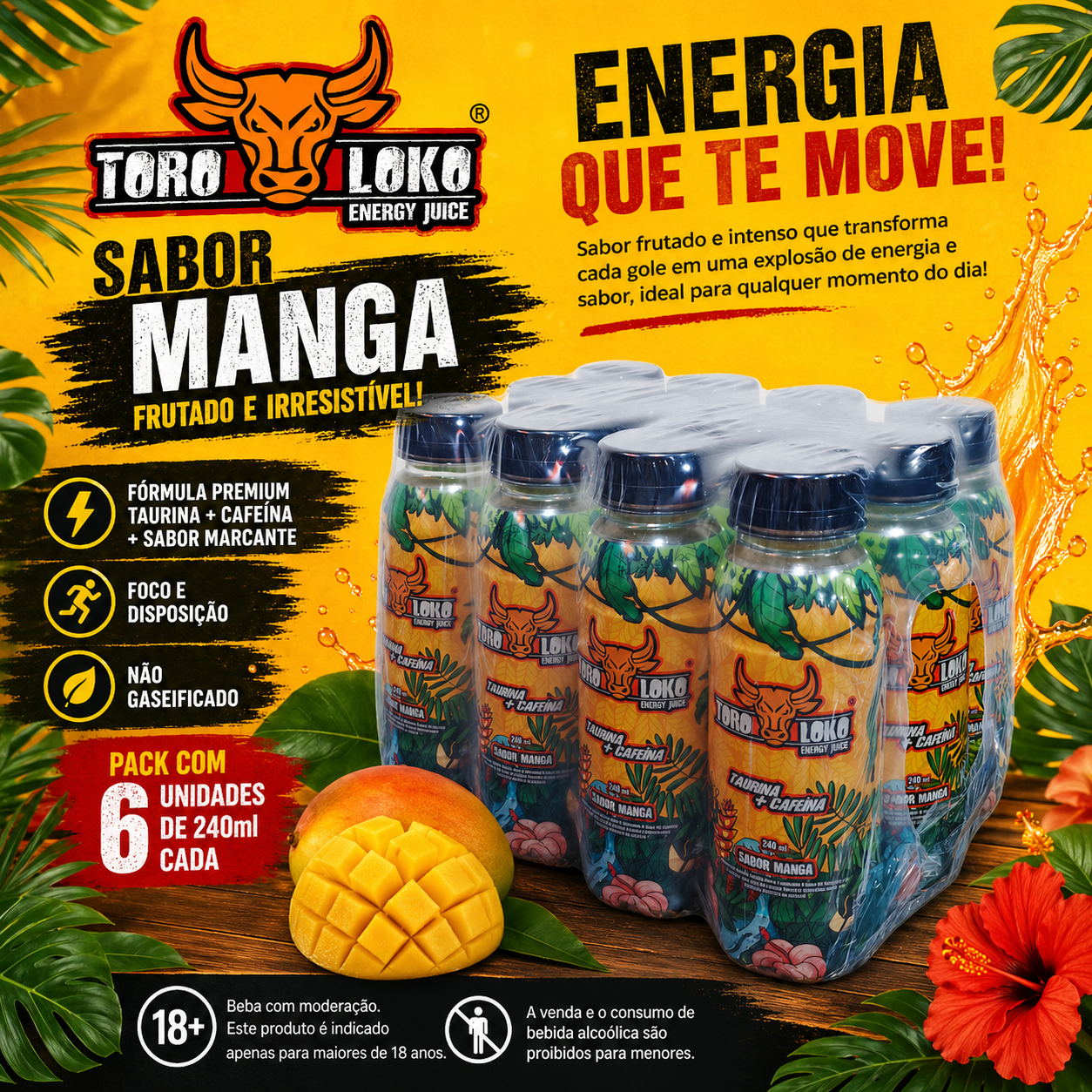 Energético Toro Loko Manga 240ml Kit 6 U ...